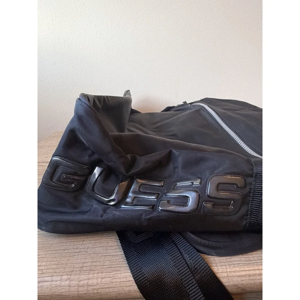 Black VTG Y2k GUESS Logo Flap Messenger Work Laptop Polyurethane Crossbody‎ Bag